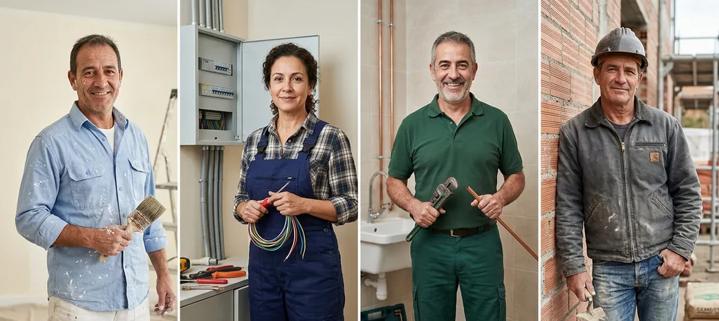 Pintor, electricista, fontanera y albañil: los oficios de reformas para los que está hecha la app